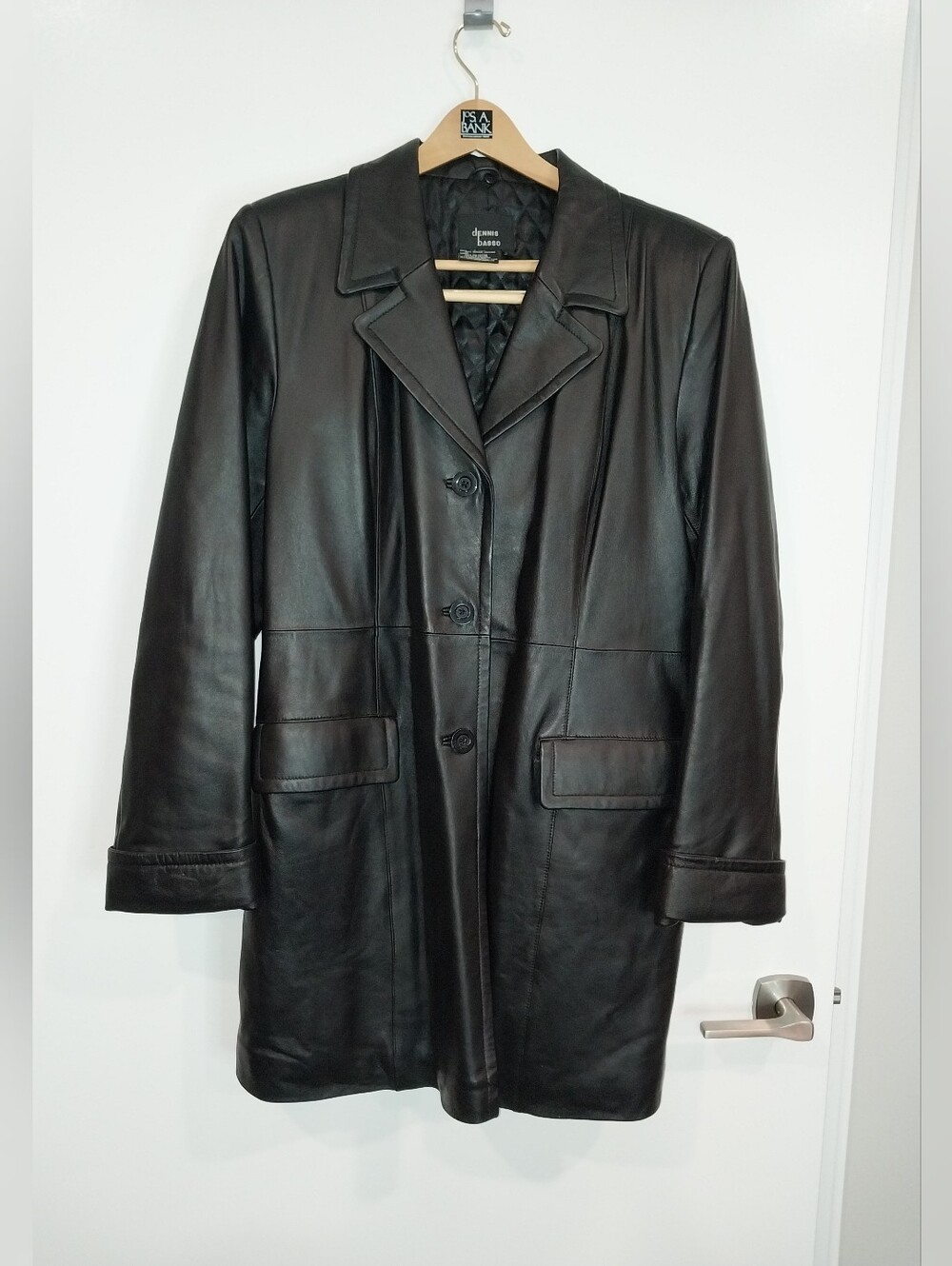 Dennis Basso Black Leather Jacket Size L